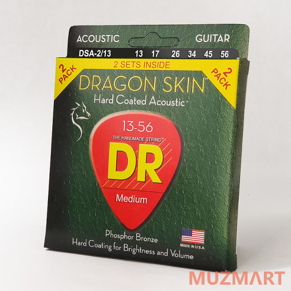 DR DSA-2/13 DRAGON SKIN Струны для акустической гитары, 2 комплекта